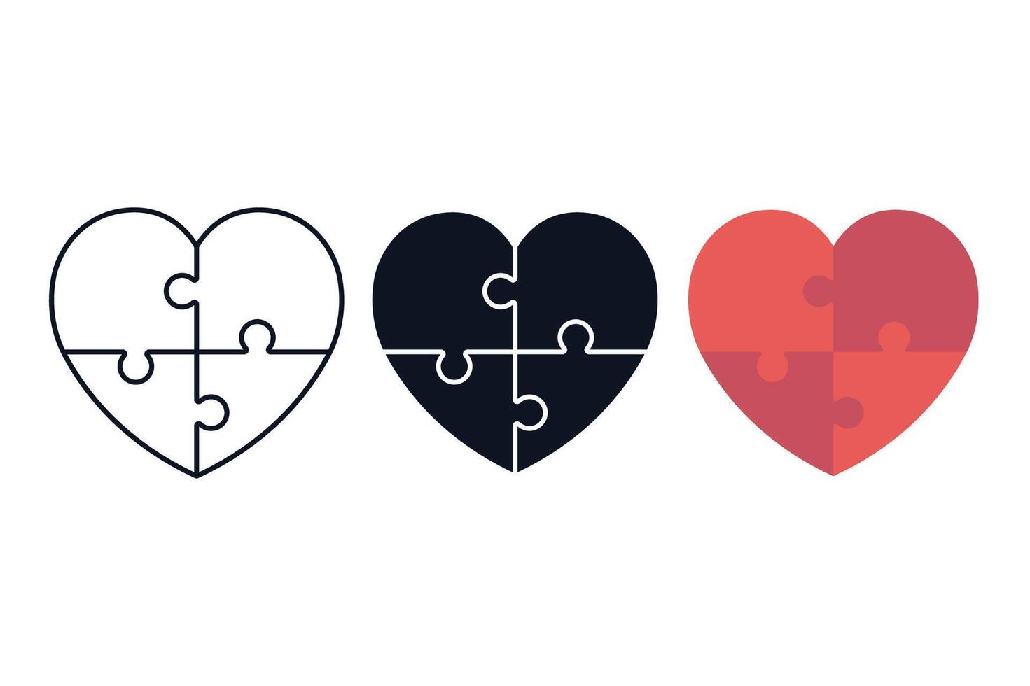 Heart Puzzle Three Styles vector