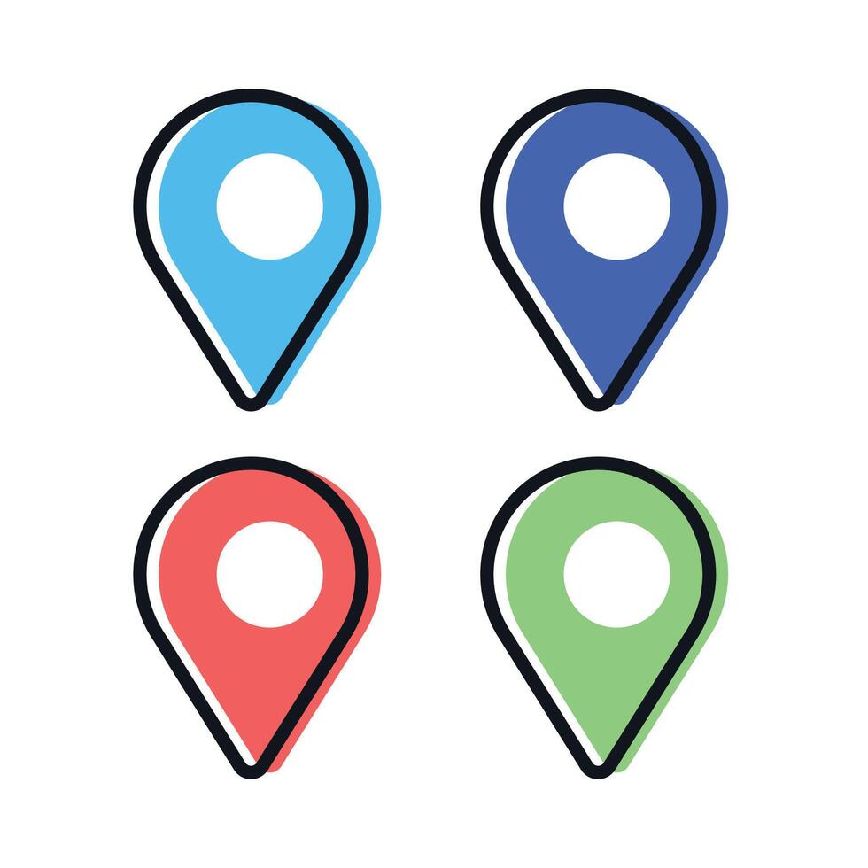 Location Pins Offset Colours Set vector