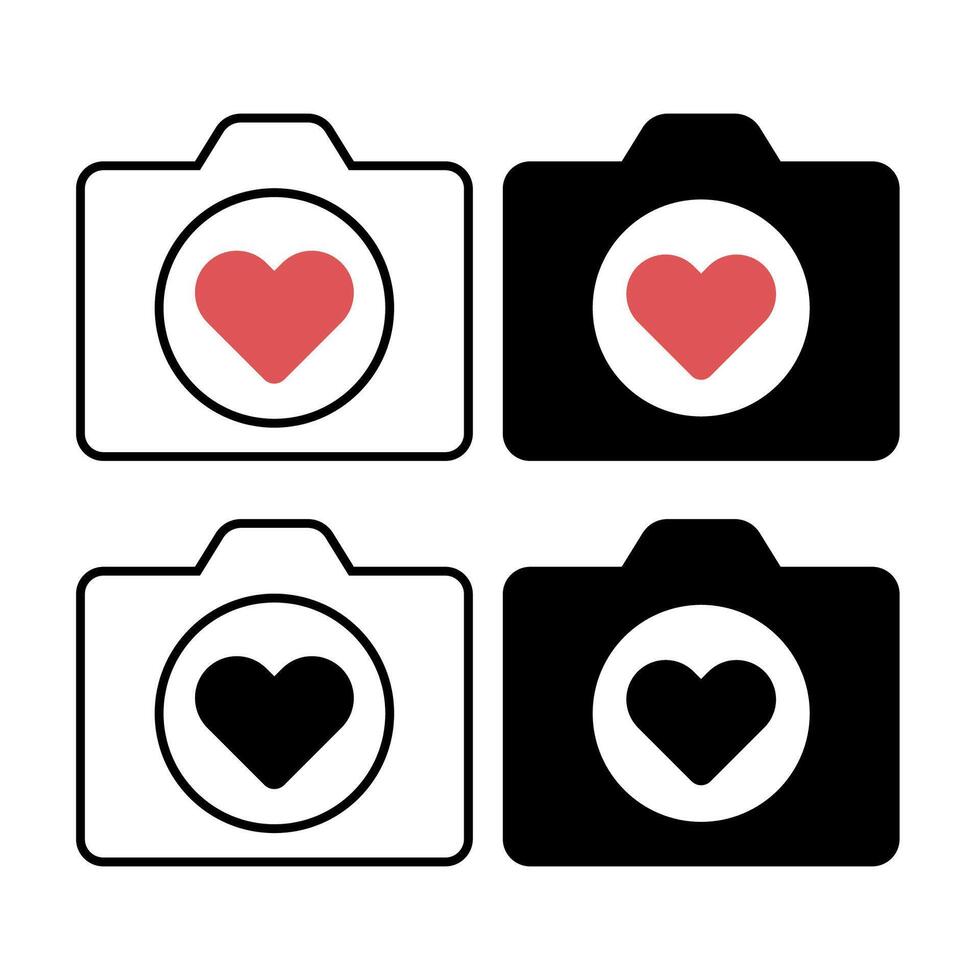 Camera With Heart Set Of Four vector