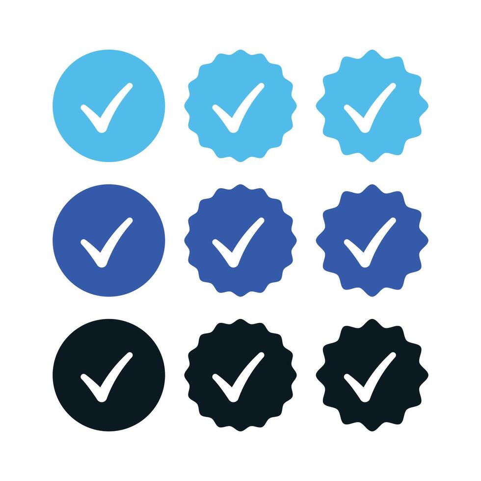 Blue Check Mark Stamps Set vector
