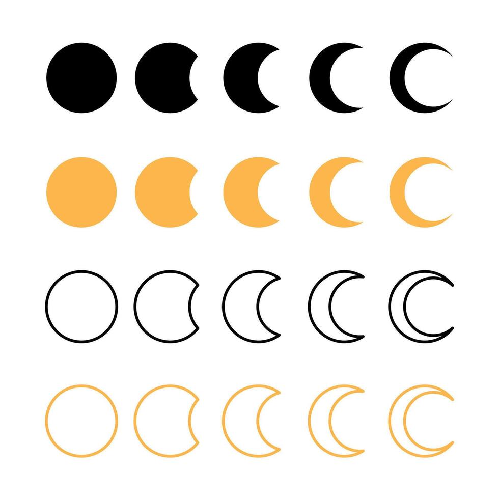 Moons Set Black Yellow vector