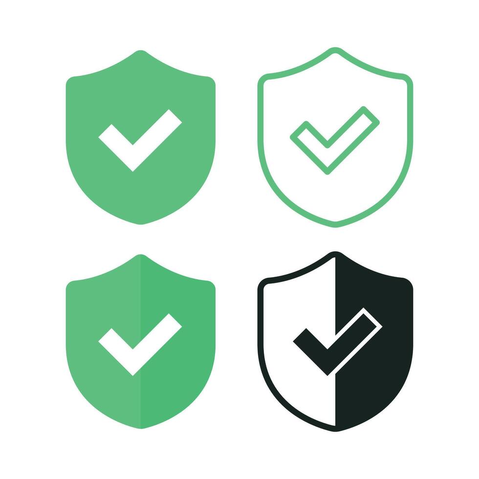 Check Mark Shield Multiple Styles vector