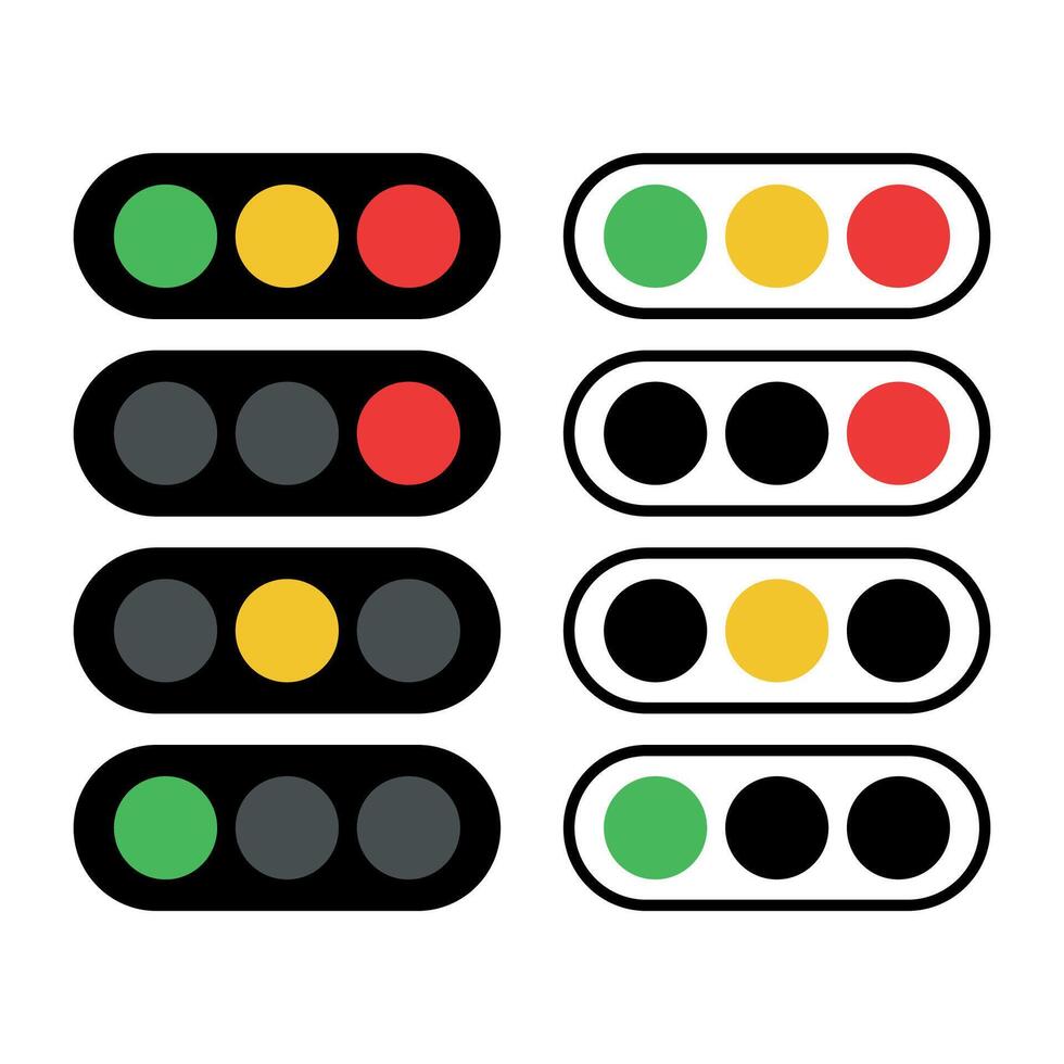 Round Traffic Lights Set vector