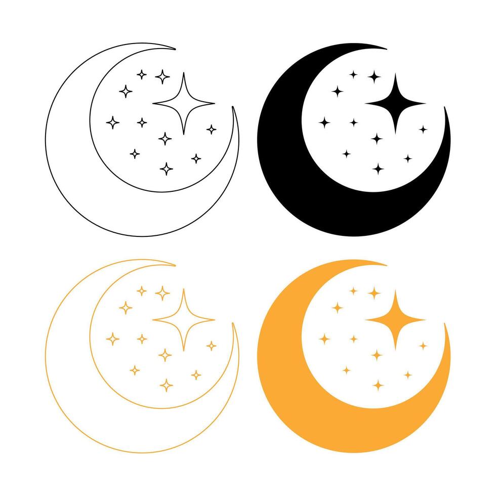 Moon And Stars Set vector