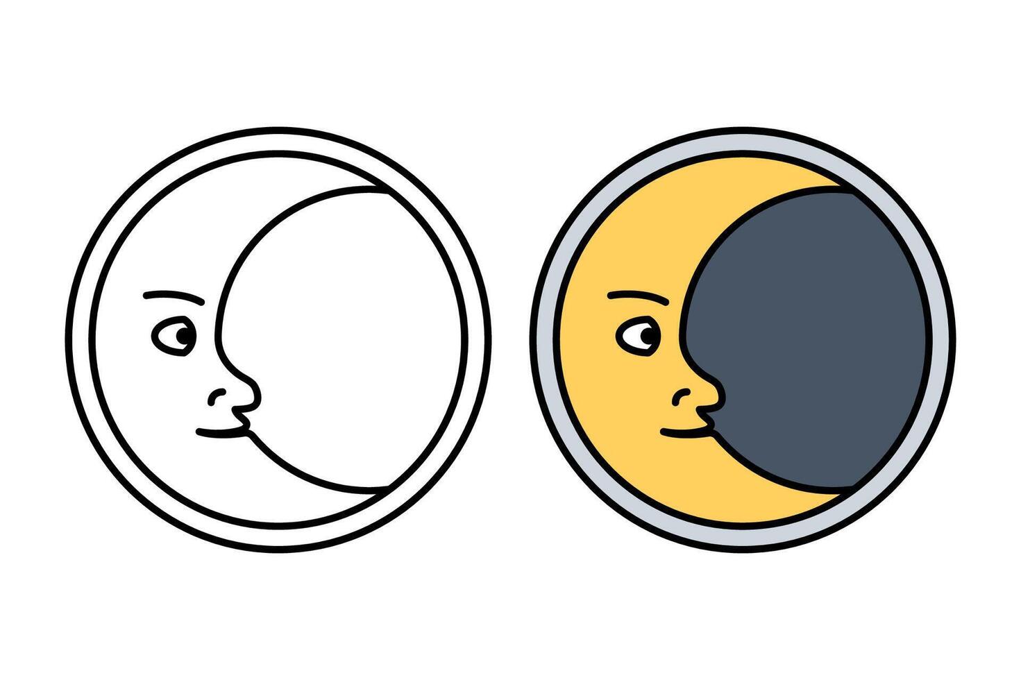 Crescent Moon Face Circle vector