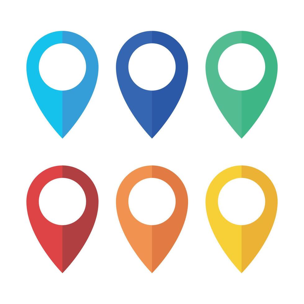Location Pins Set Half Shadow Styles vector
