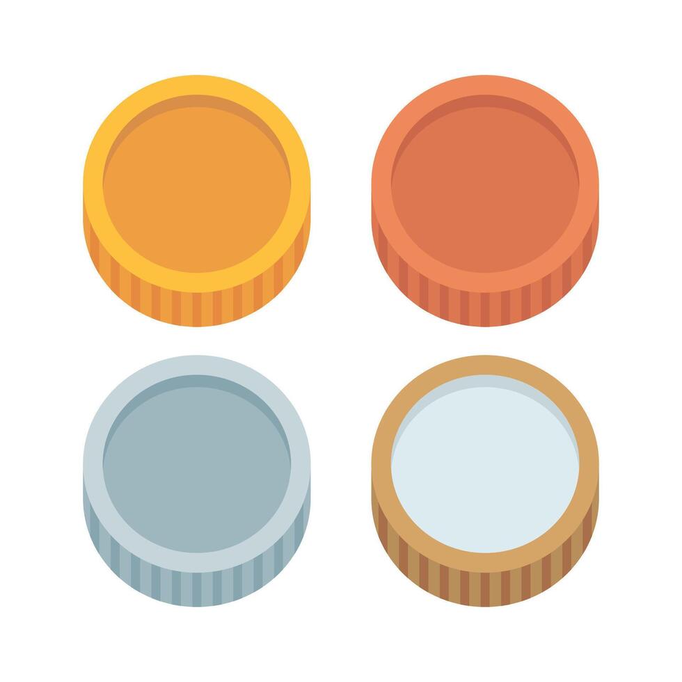 Four Coins Gold Bronze Silver Mixed vector
