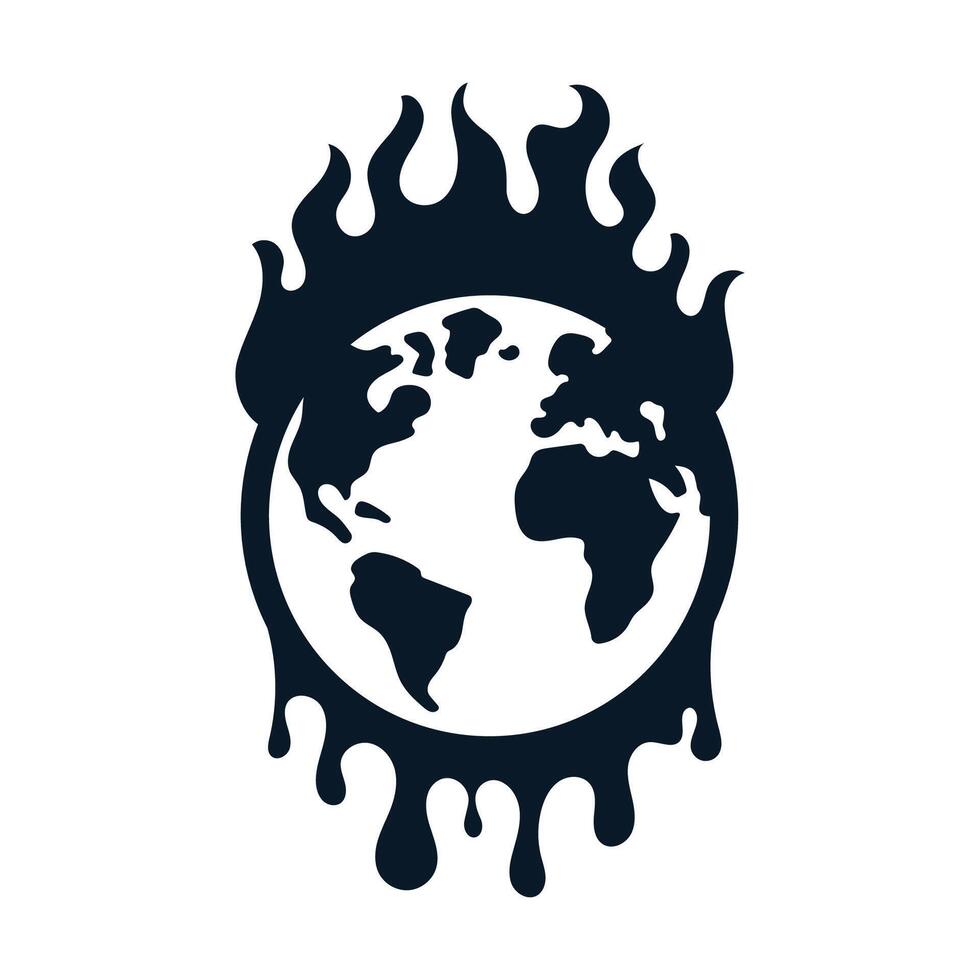 Globe On Fire And Melting vector
