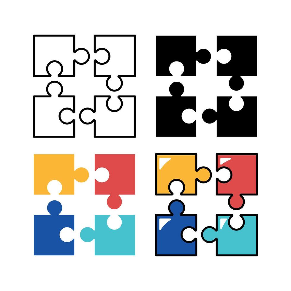 Four Piece Puzzle Set vector