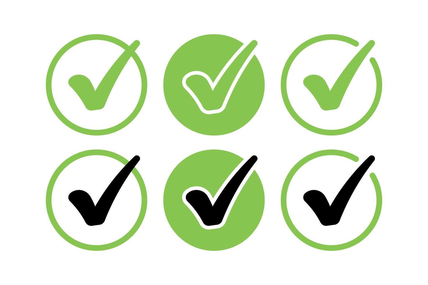 Check Mark Circles Set Green Black vector