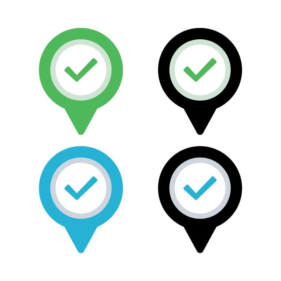 Check Mark Location Pins Collection vector