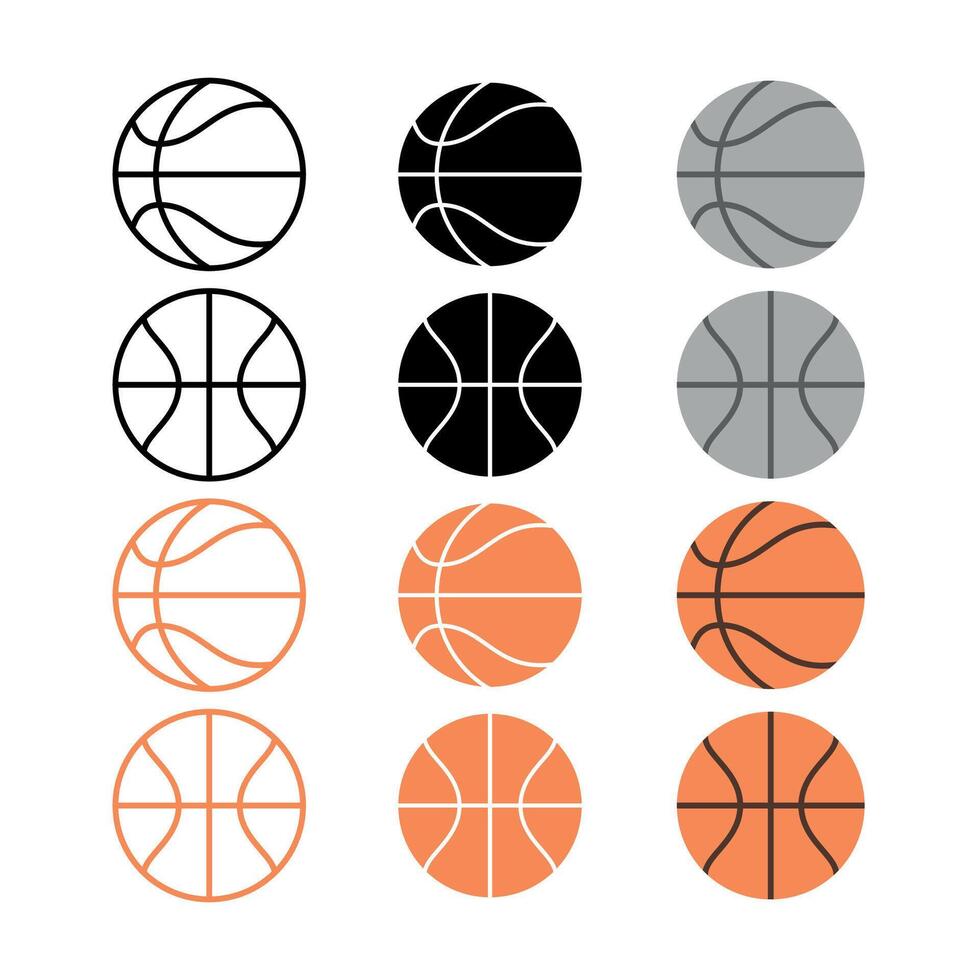 Basketballs Multiple Styles Set vector