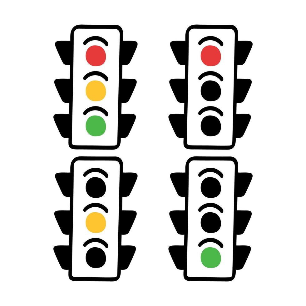 Traffic Lights Doodle Style vector
