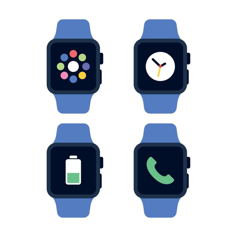 Smart Watch Multiple Faces Flat Style vector