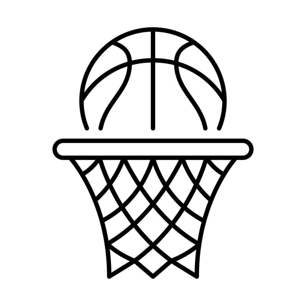 Outline Basketball Through Hoop Logo vector
