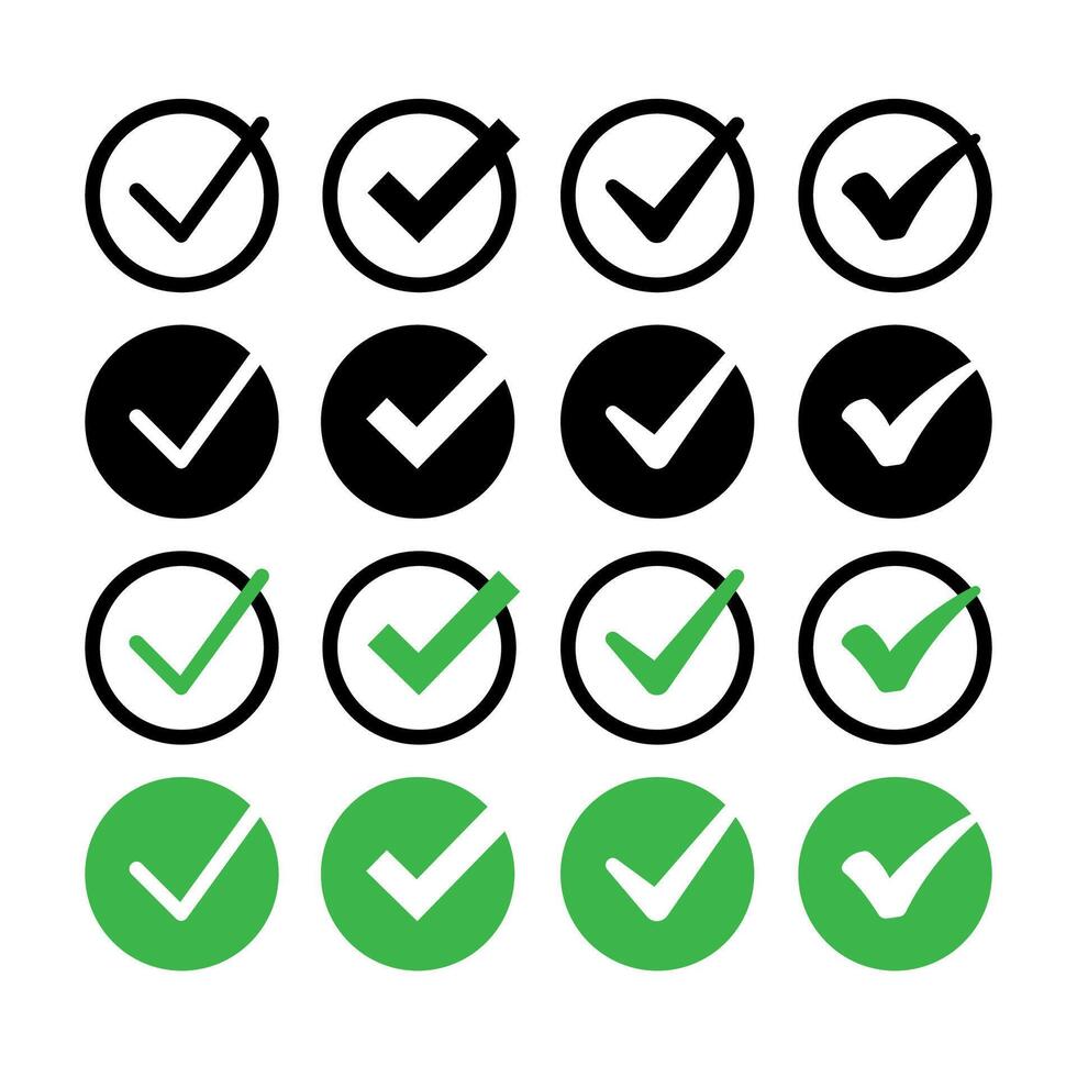 Check Mark Circles Set Multiple Colours vector
