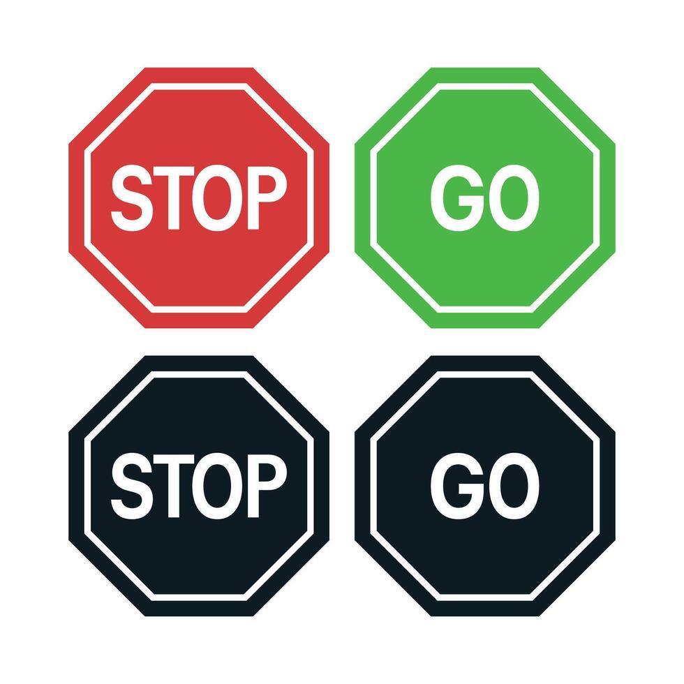 Stop And Go Signs Set vector