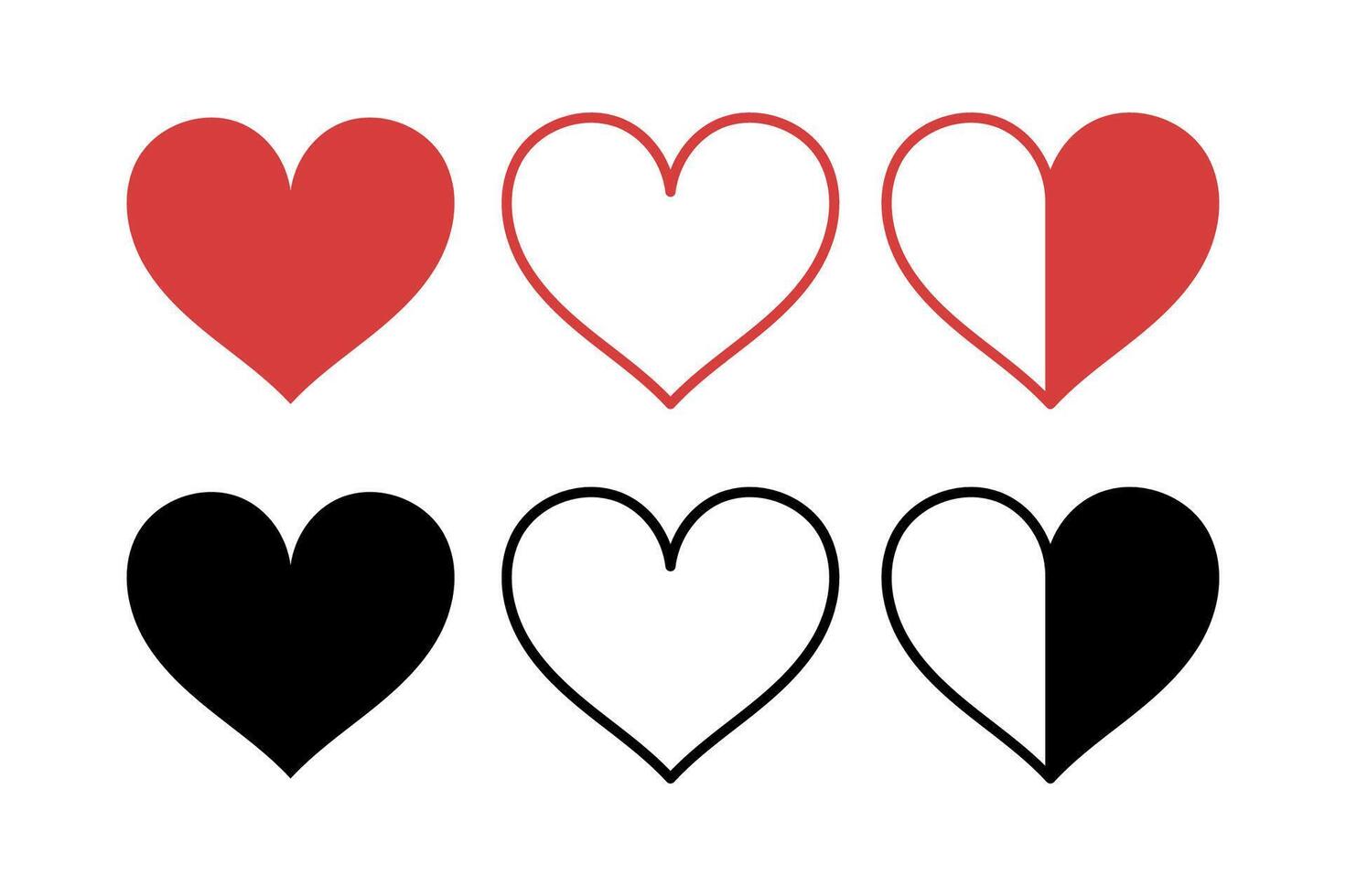 Hearts Multiple Styles Set vector