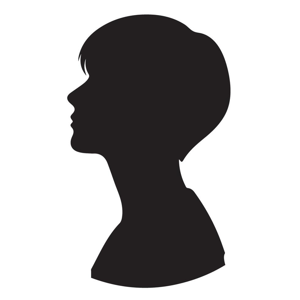 Silhouette of Short Haired Woman Profile Illustration for Creative Design vector