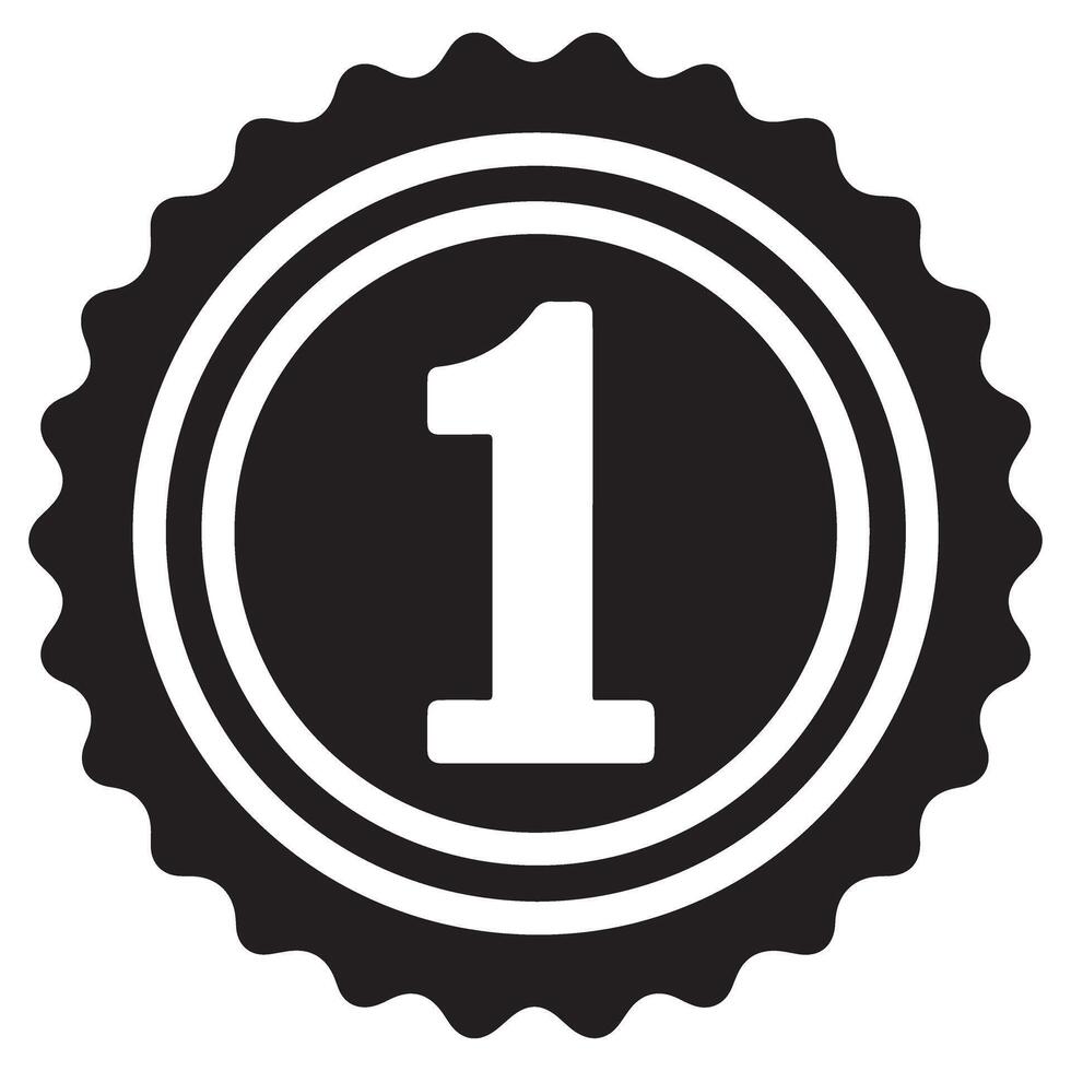 Number One Award Badge Silhouette Achievement and Leadership vector