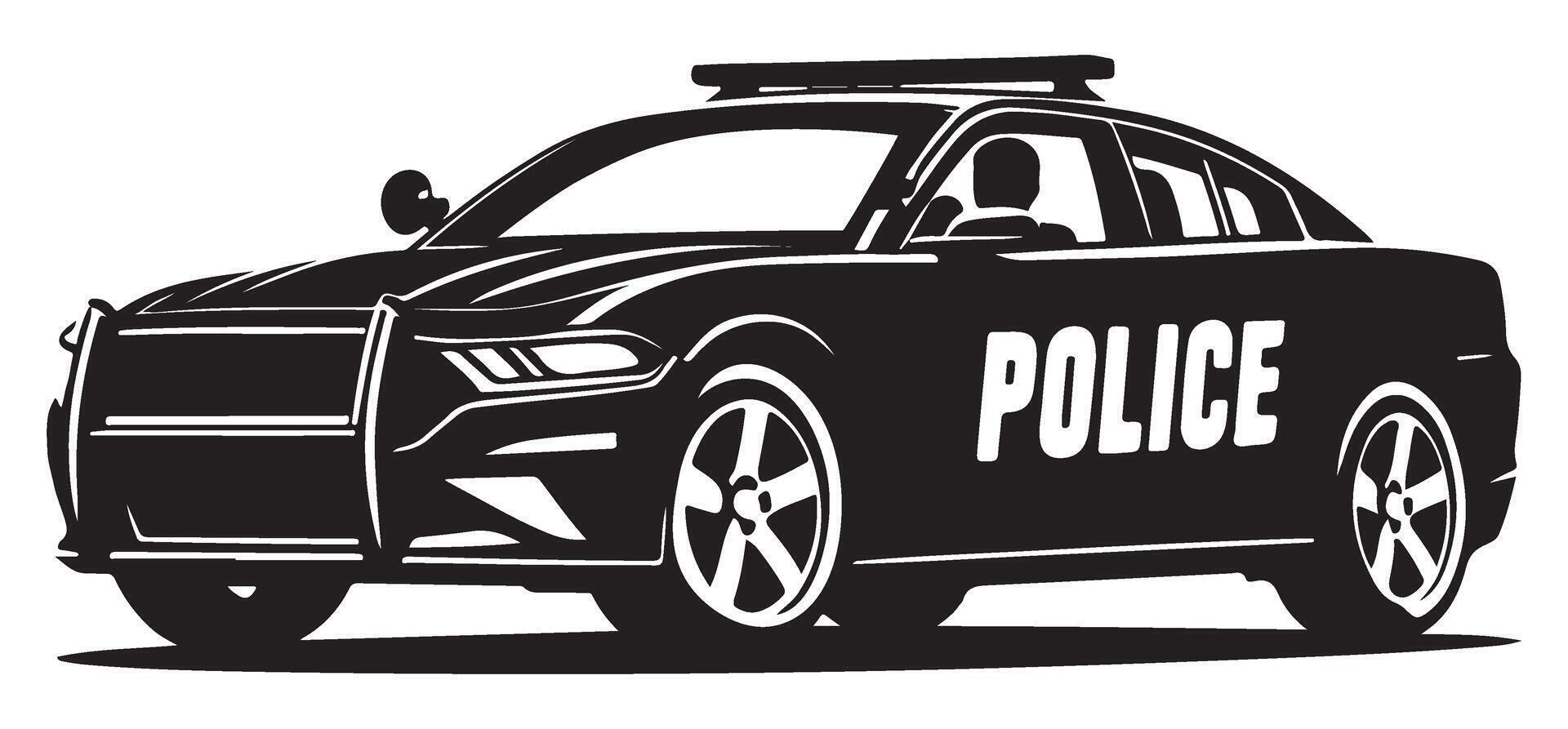 Police Car Silhouette Law Enforcement Illustration Detailed Drawing Art vector
