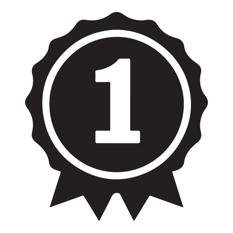 Achieve Top Spot Black Silhouette Number One Award Icon vector