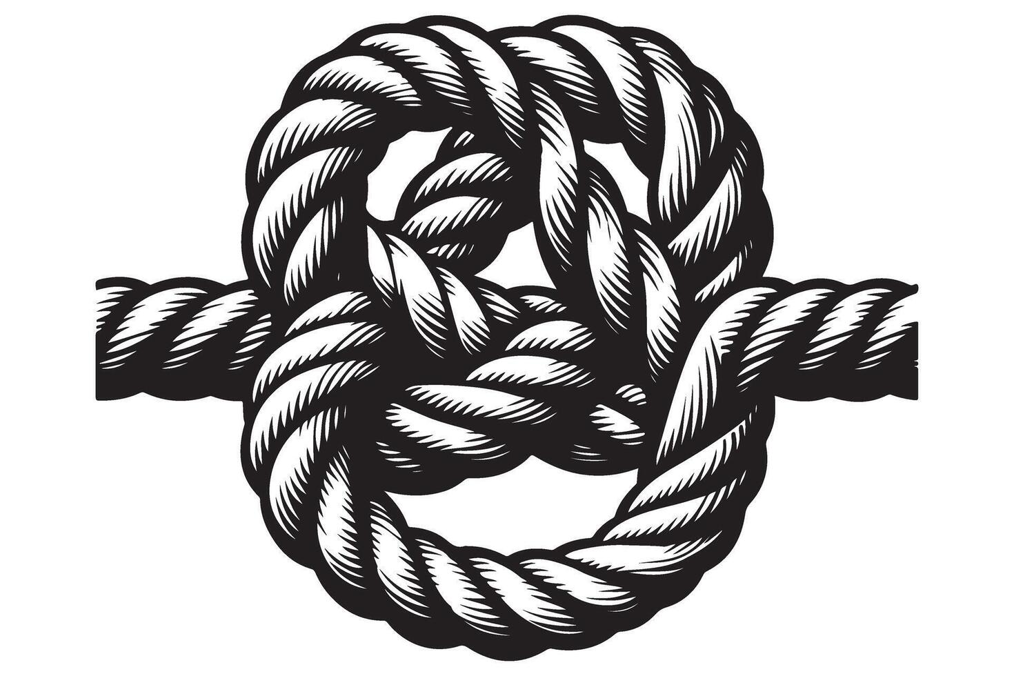 Secure rope knot tying illustration for nautical and marine applications vector