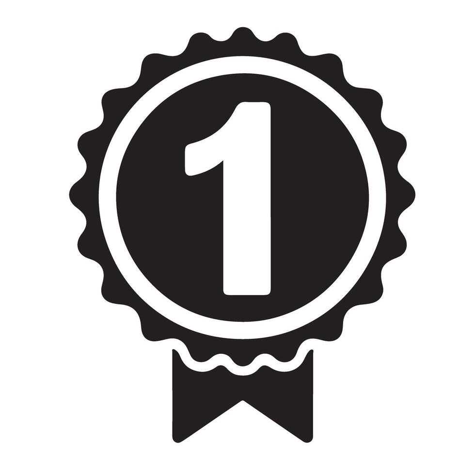 Silhouette First Place Award Badge Number One Achievement Symbol vector