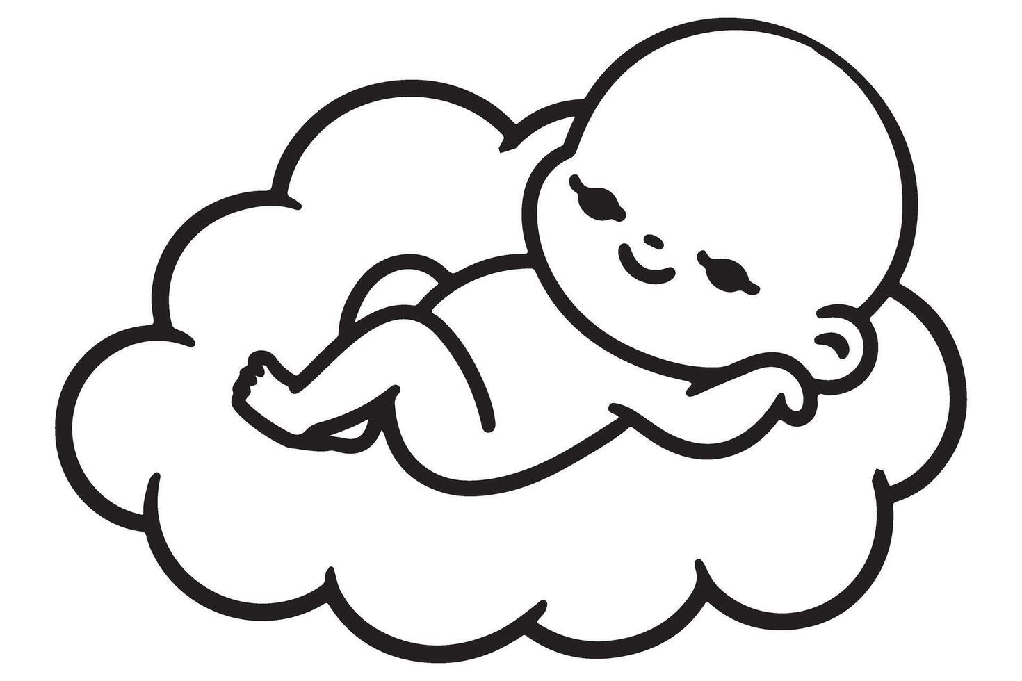Cute Baby Sleeping on Cloud Illustration for Nursery Decor vector