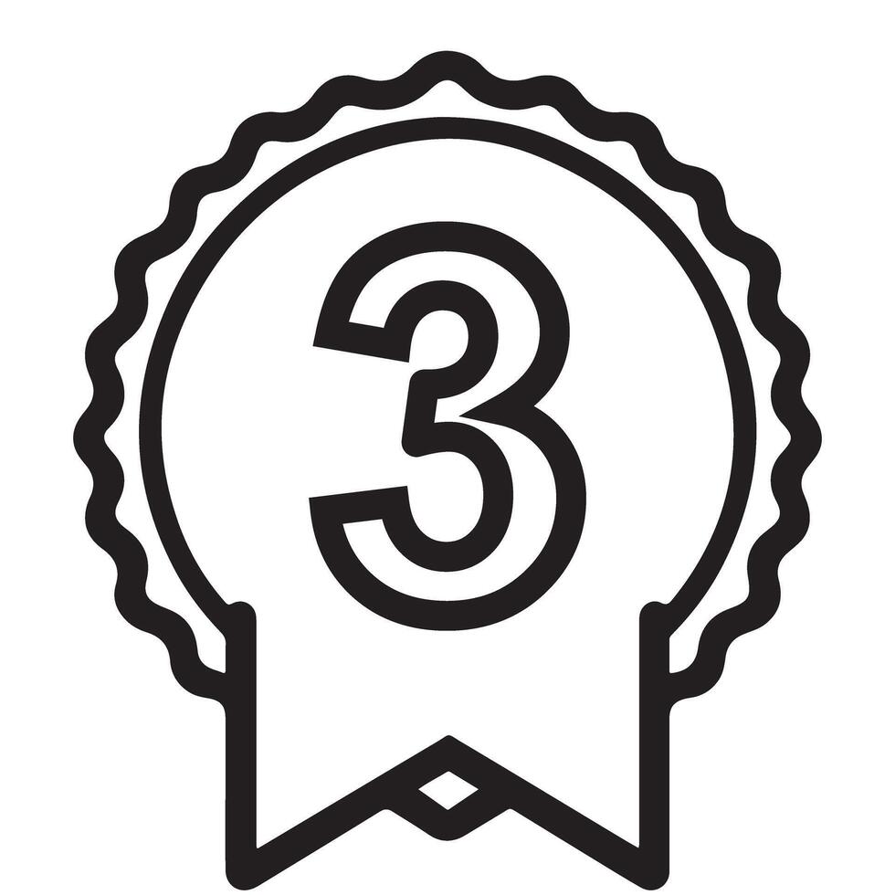 Third Place Achievement Outline Number Three Prize Icon vector
