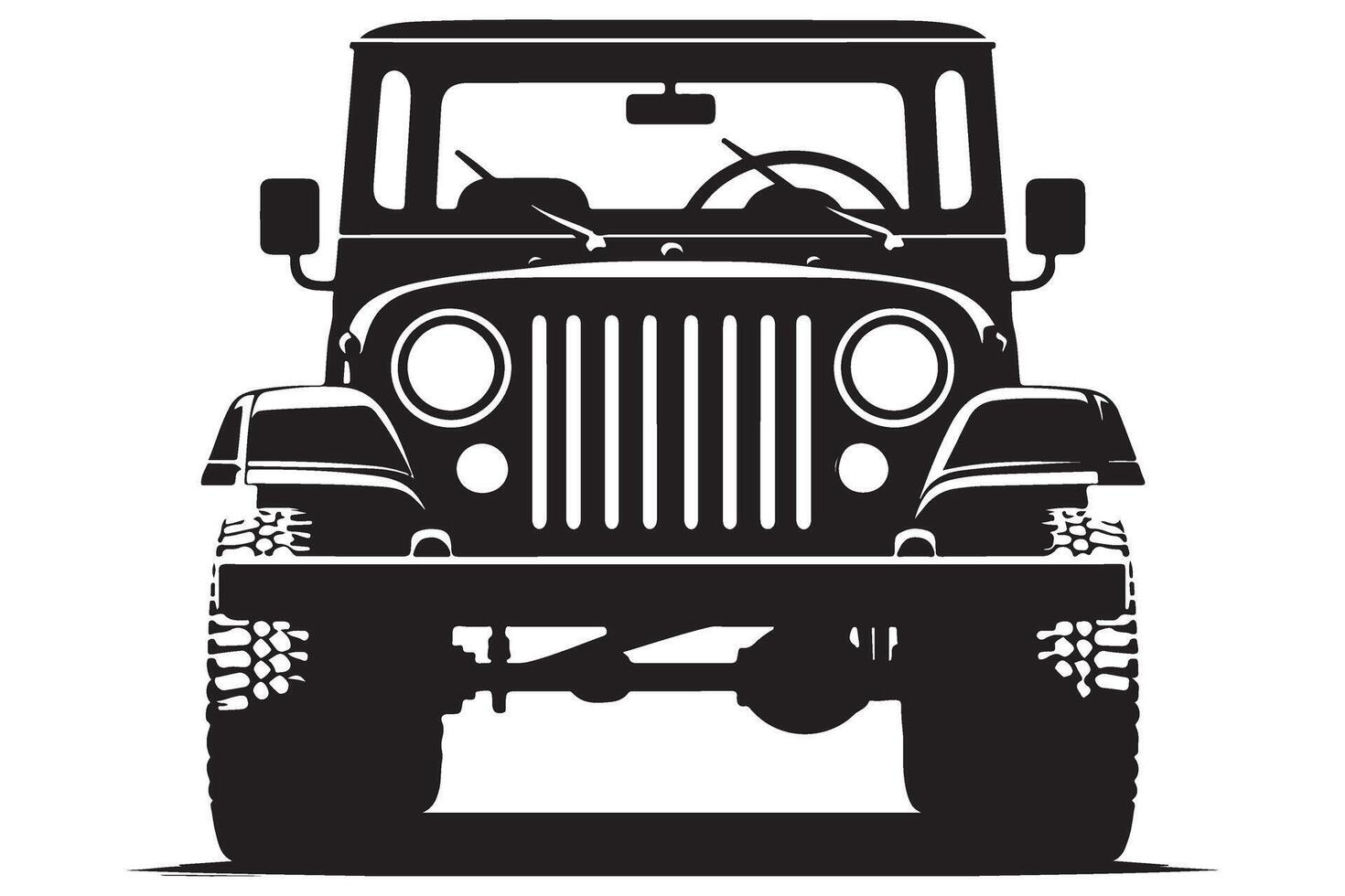 Front View Jeep Silhouette Illustration for Off Road Adventures vector