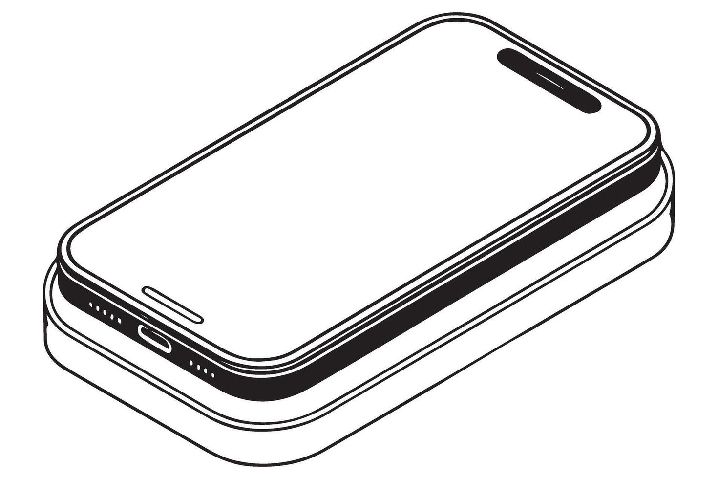 Cell phone on wireless charger technology illustration vector