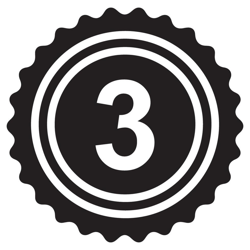 Third Place Black and White Award Badge Illustration Design vector