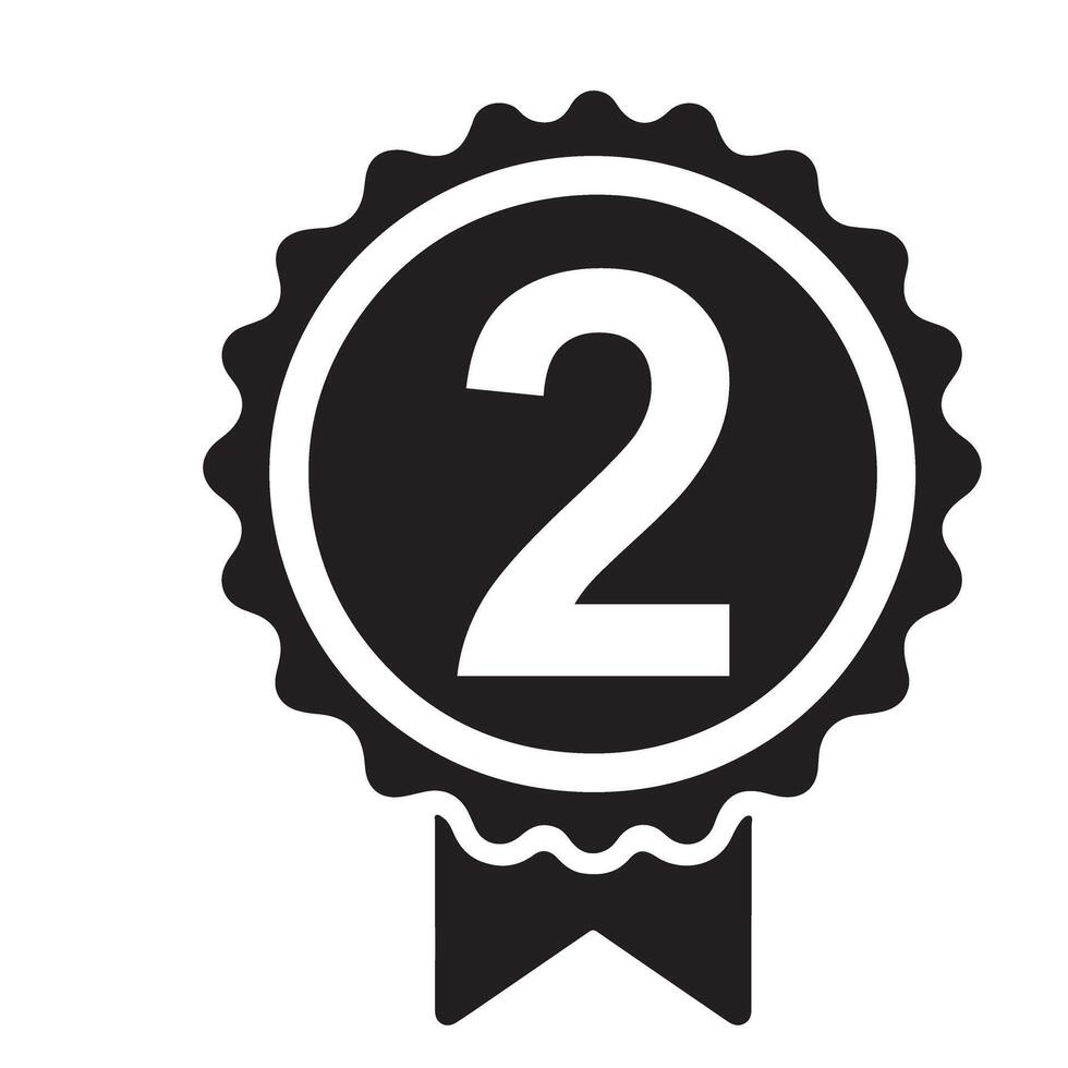 Silhouette Second Place Award Badge Number Two Achievement Graphic vector