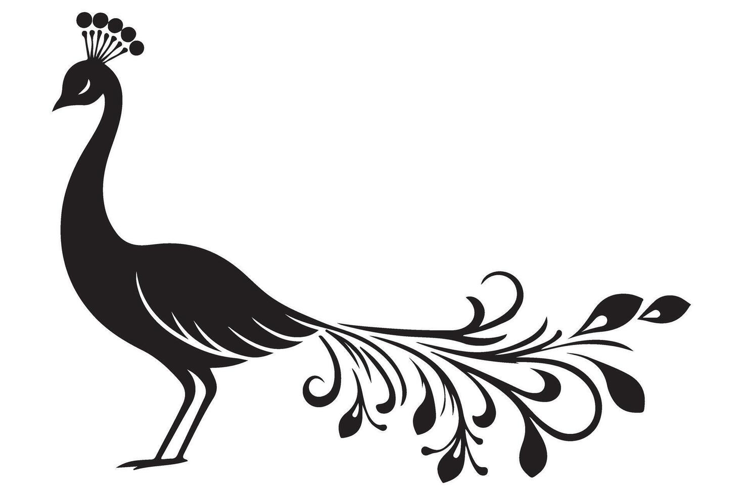 Elegant peacock silhouette illustration for decorative designs and art vector