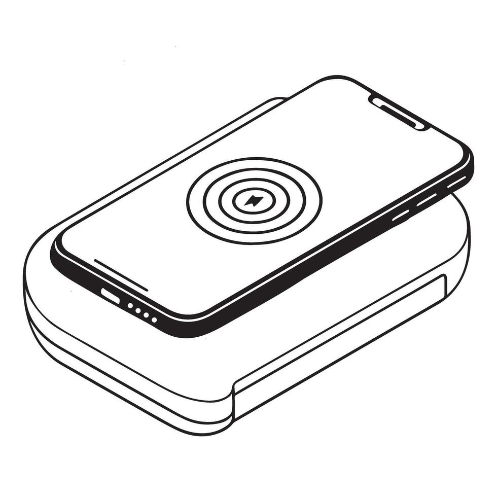 Wireless Charger with Mobile Phone Illustration Modern Technology vector