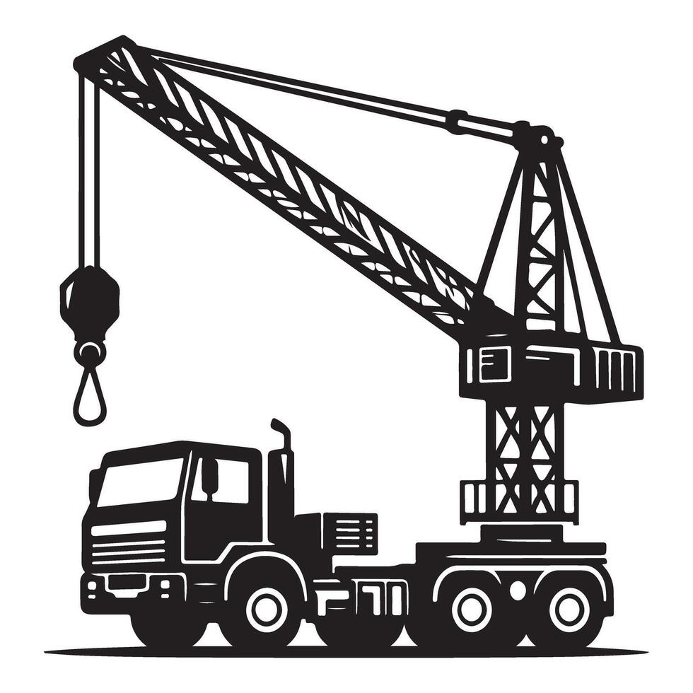 Detailed Construction Crane Truck Illustration for Industrial Projects vector