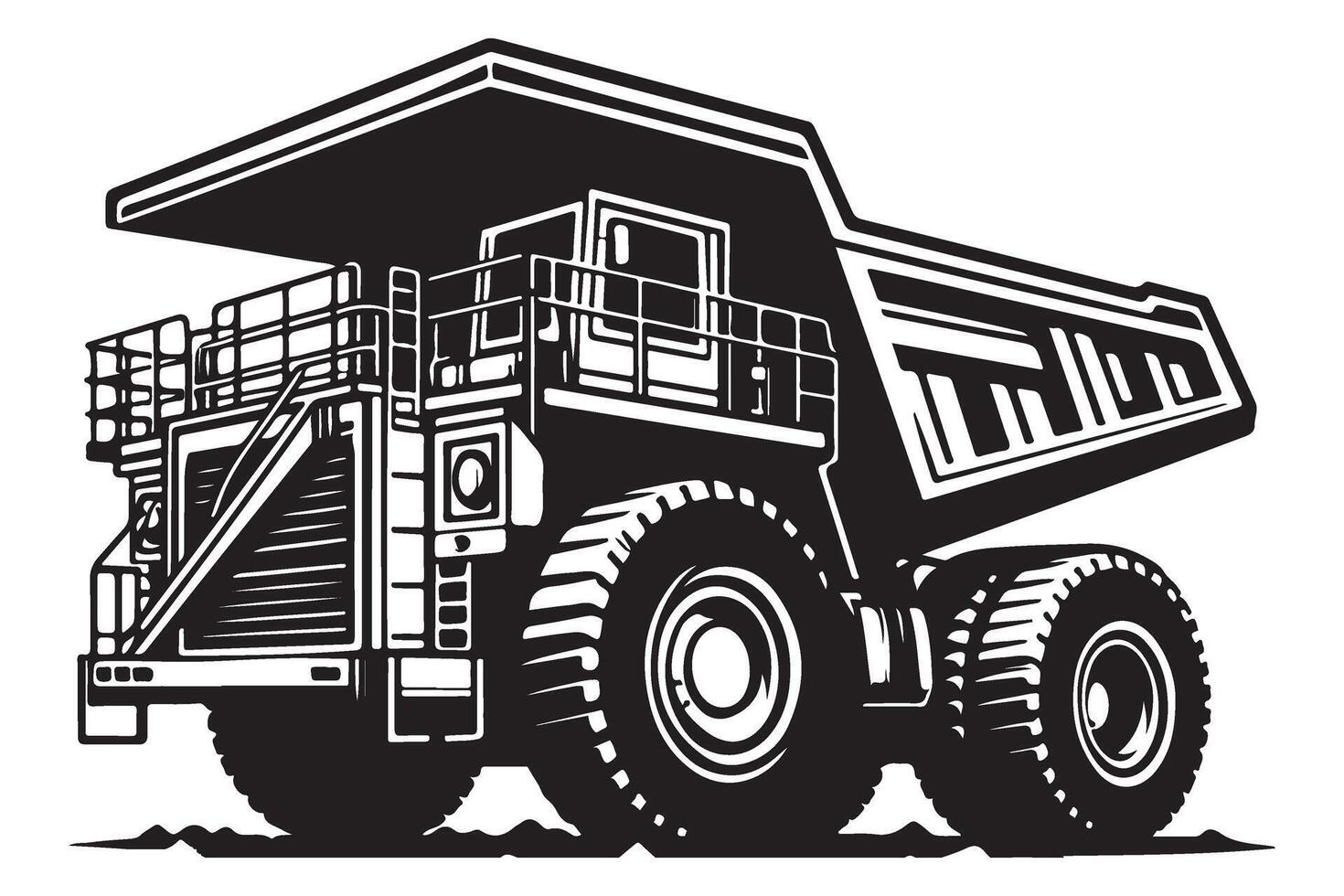 Powerful Mining Dump Truck Art Illustration for Heavy Industry vector