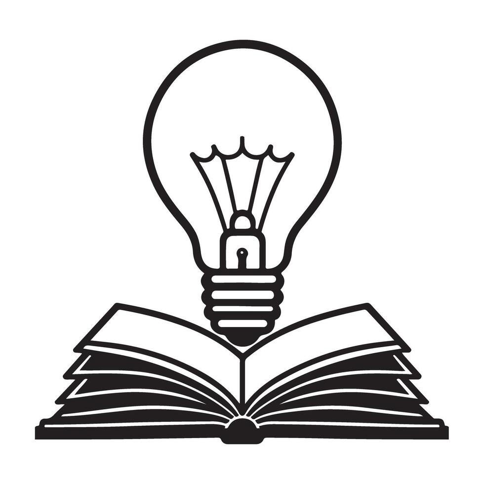 Open Book and Light Bulb Illustration Concept of Knowledge Inspiration vector