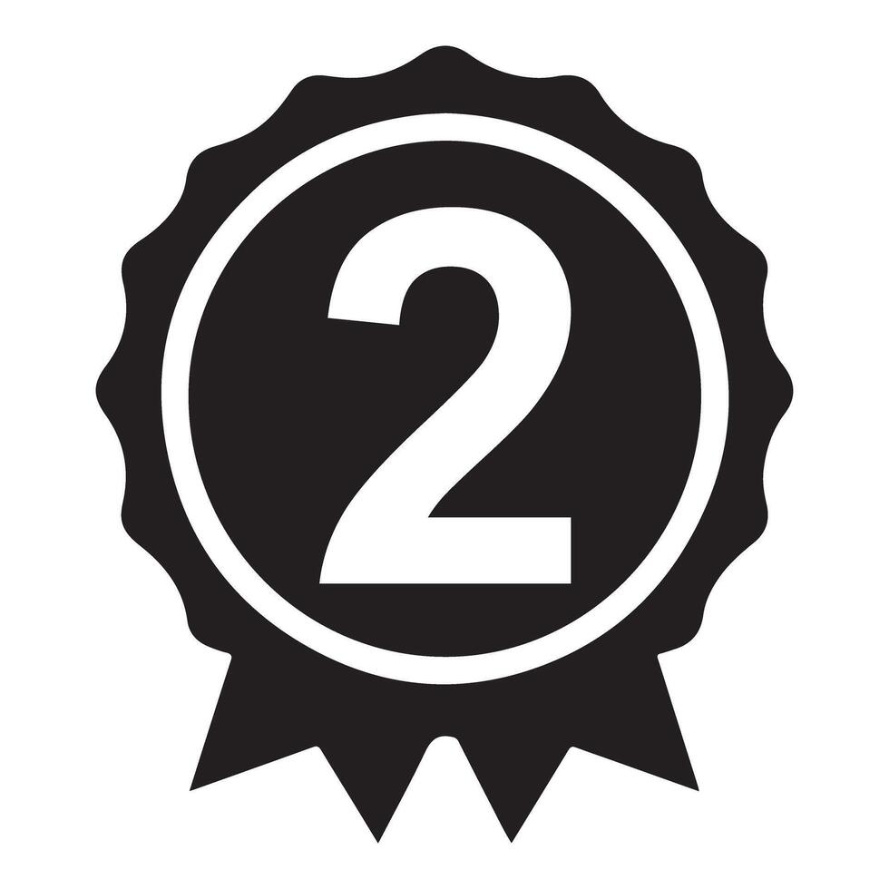 Secure Second Position Black Silhouette Number Two Award Symbol vector