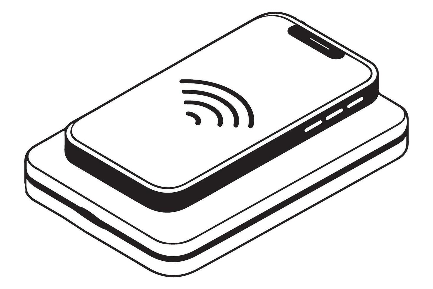 Smartphone wireless charging on pad technology illustration image vector