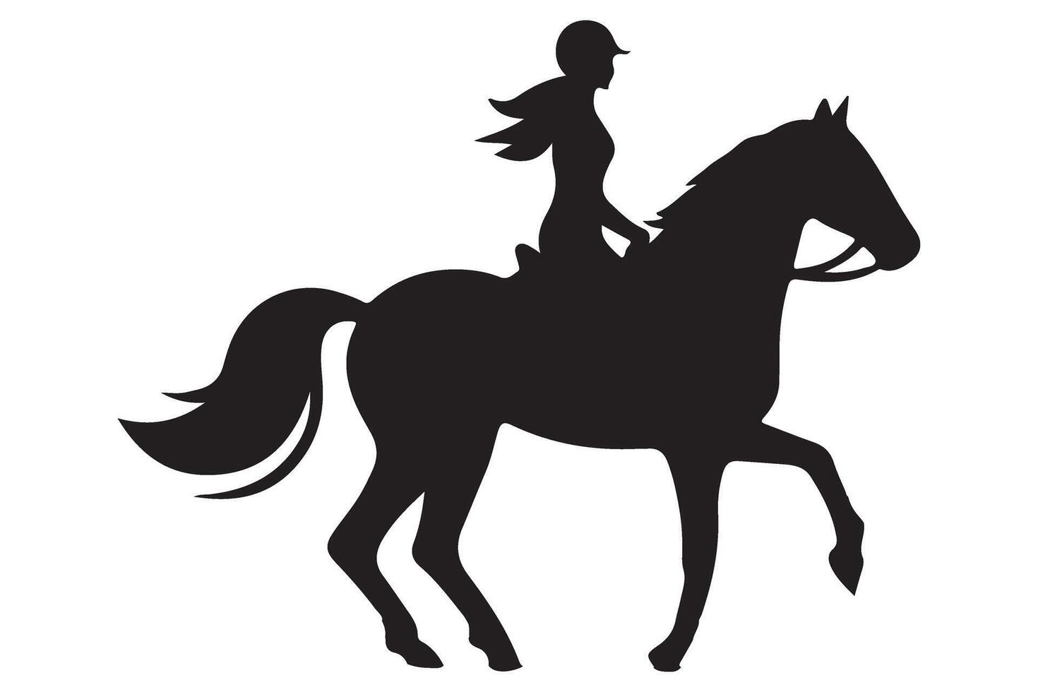 Horseback riding silhouette illustration equestrian sport art vector