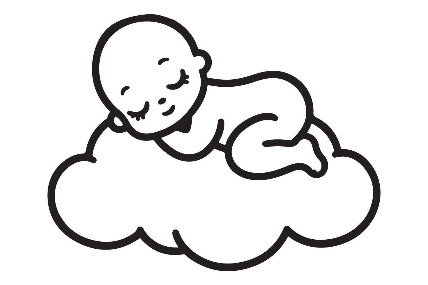 Sleeping Baby on Cloud Silhouette Symbol of Innocence vector