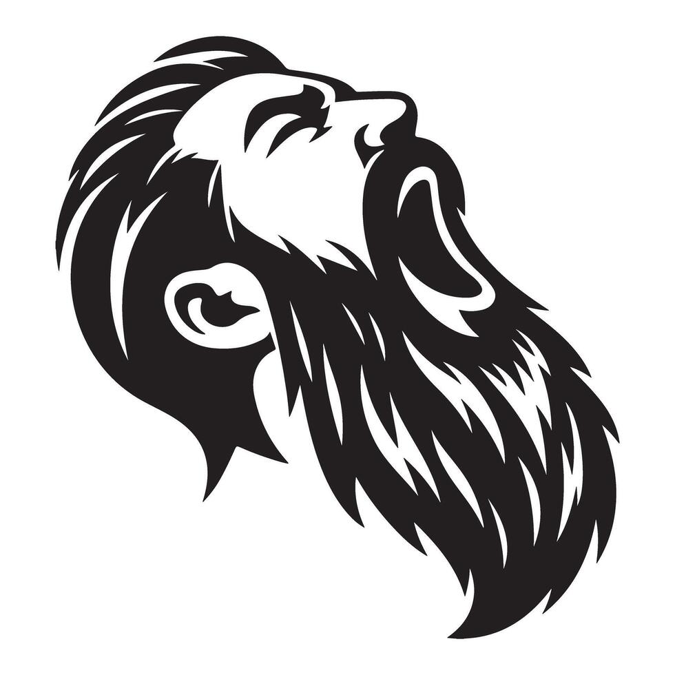 Silhouette Bearded Man Looking Upwards Illustration Design vector