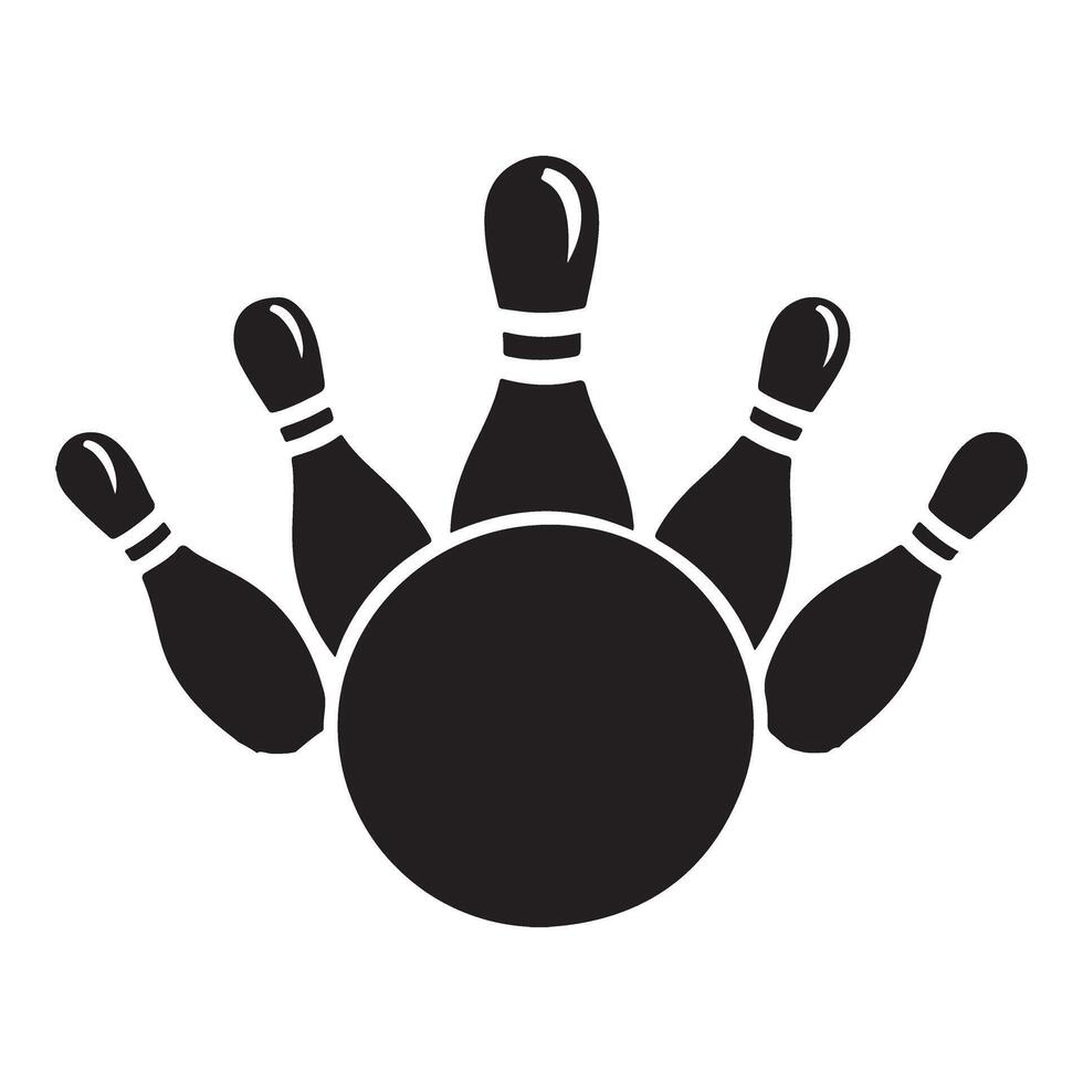 Black Bowling Ball with Pins Illustration for Sport Designs vector