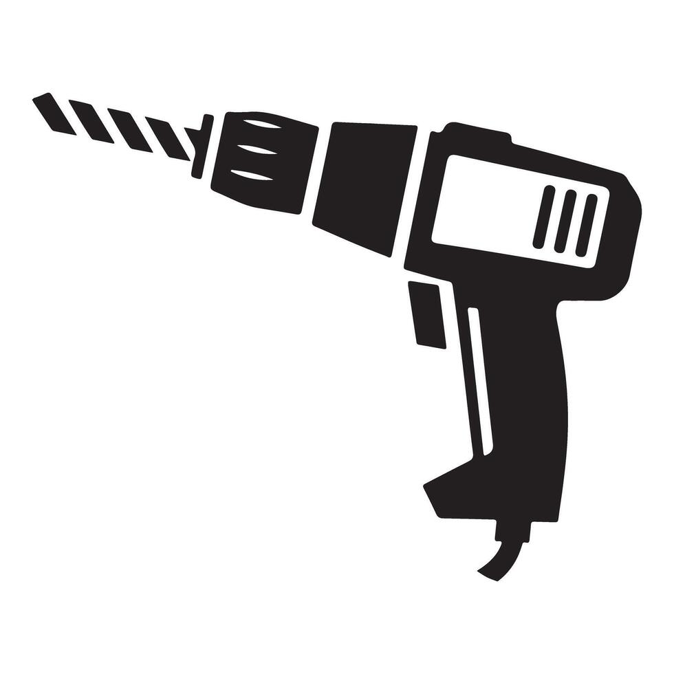 Powerful Silhouette Electric Drill Illustration for Construction and DIY Designs vector