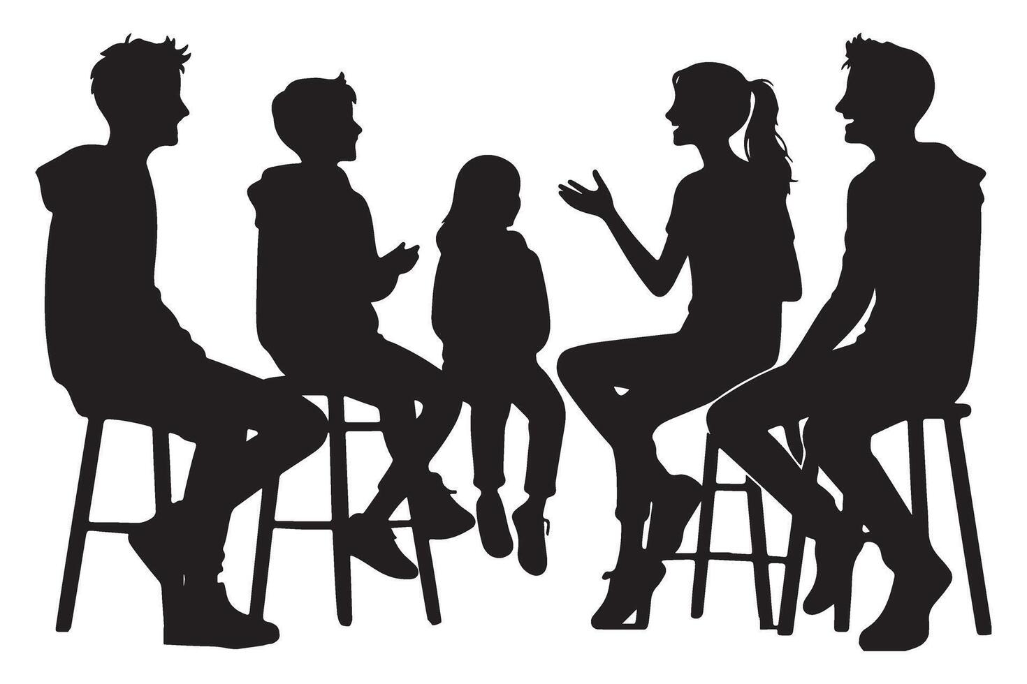 Silhouette Group of People Communication Circle Illustration Design vector