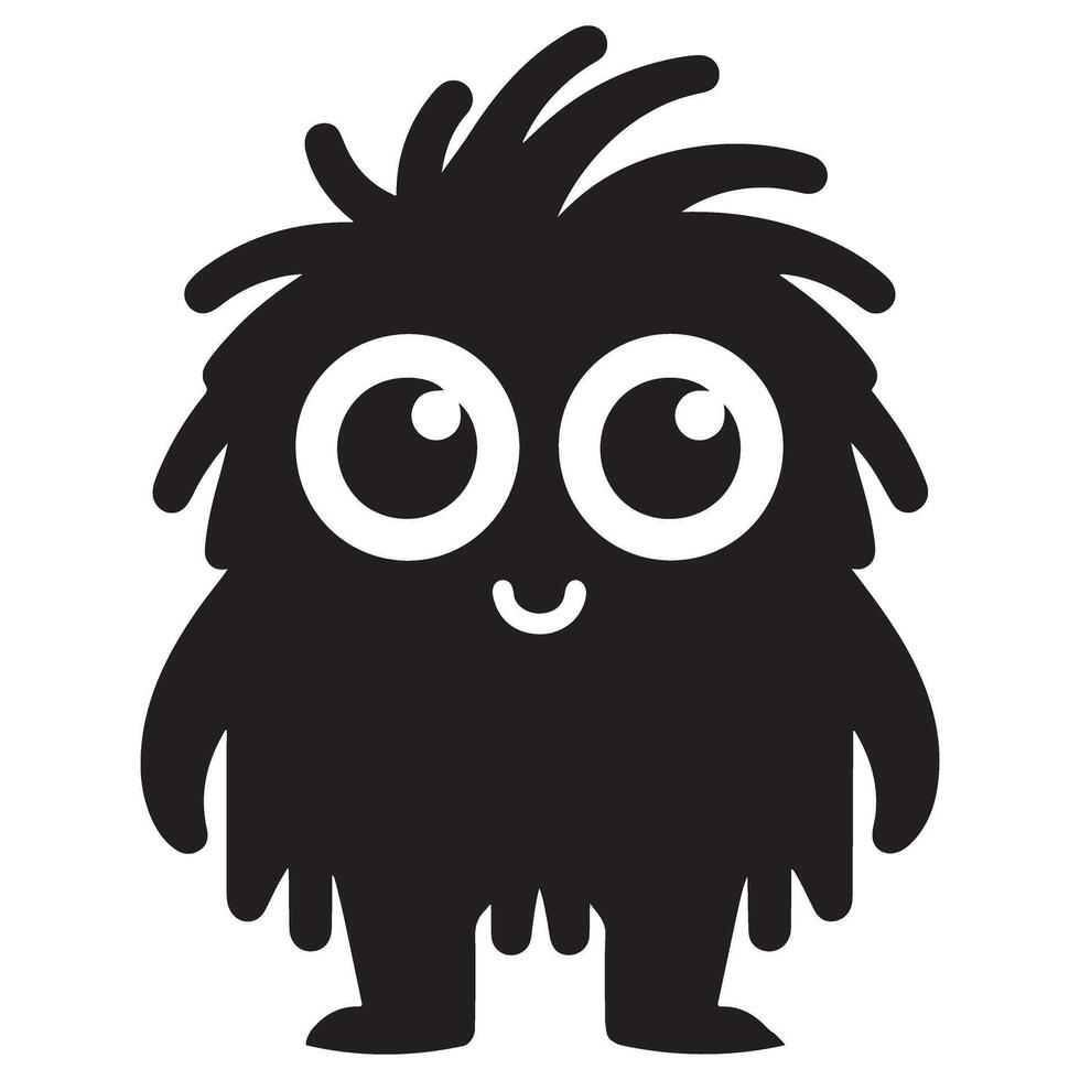Smiling Furry Silhouette Monster Character Illustration for Creative Projects vector