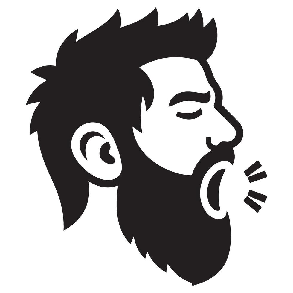 Man Yelling Silhouette Illustration Expressing Frustration or Strong Opinion Graphic vector