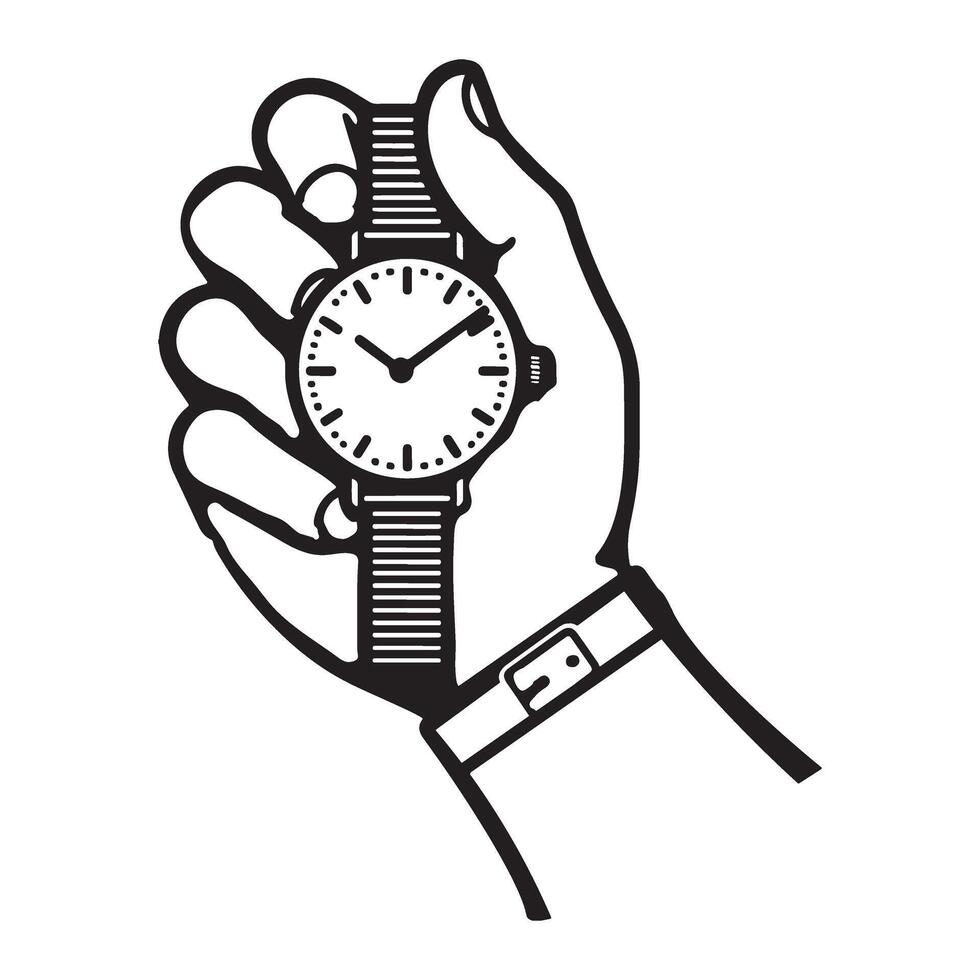 Stylish Hand with Watch Illustration Art for Time Management Designs vector